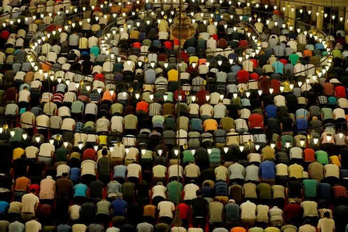 Framed Print : Muslims take part in evening prayers called Tarawih on Laylat al-Qadr or Night of Framed Print : Muslims take part in evening prayers called Tarawih on Laylat al-Qadr or Night of