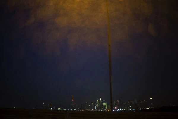 New York city skyline is seen during wet weather conditions