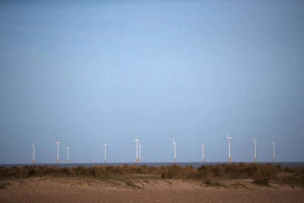 An offshore wind farm is seen from Great Yarmouth