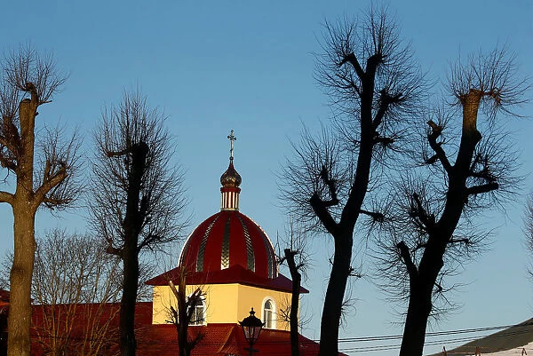 Orthodox church in seen in the town of Mstislavl
