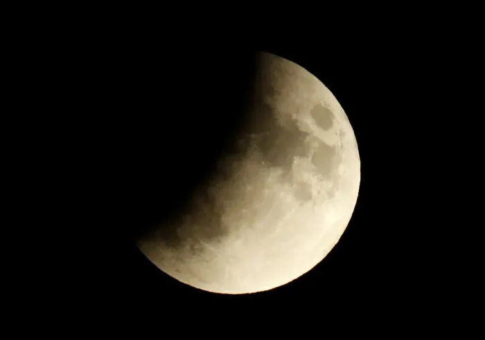 Framed Print : A partial lunar eclipse is seen in Berlin Framed Print : A partial lunar eclipse is seen in Berlin