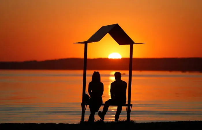 Framed Print : People enjoy sunset at a lake on the outskirts of Minsk Framed Print : People enjoy sunset at a lake on the outskirts of Minsk