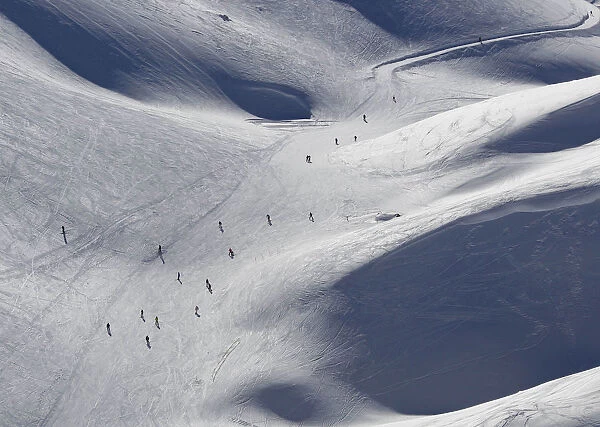 People ski at a ski resort in Faraya, Mount Lebanon