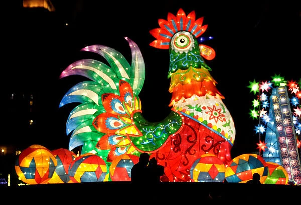 People visit a light show celebrating the Lantern Festival in Beijing
