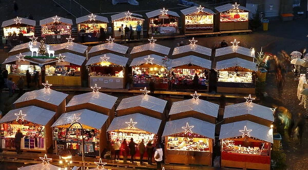 People visit the the traditional Christmas market in Einsiedeln