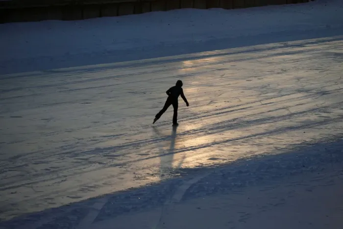 Framed Print : Person skates on the Rideau Canal in Ottawa Framed Print : Person skates on the Rideau Canal in Ottawa