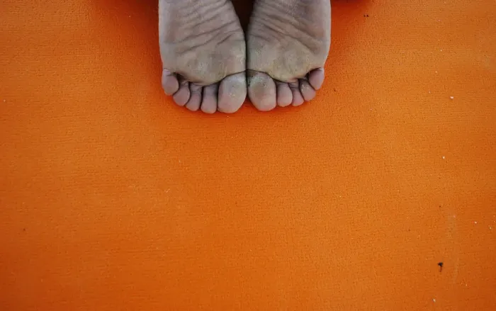 Framed Print : A person takes part in a free yoga class at the Parque del Oeste in Madrid Framed Print : A person takes part in a free yoga class at the Parque del Oeste in Madrid