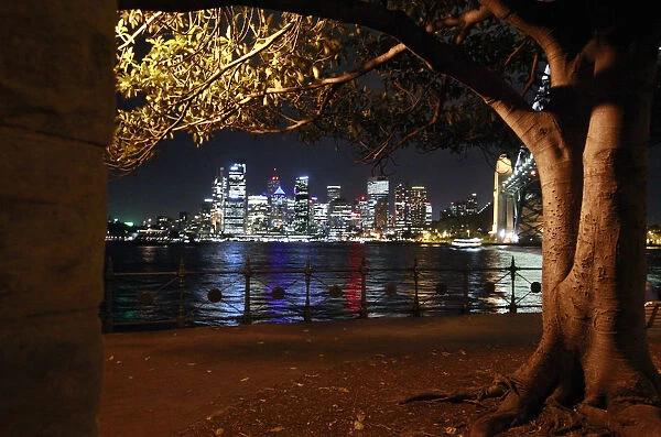 A picture shows the central business district of Sydney before Earth Hour