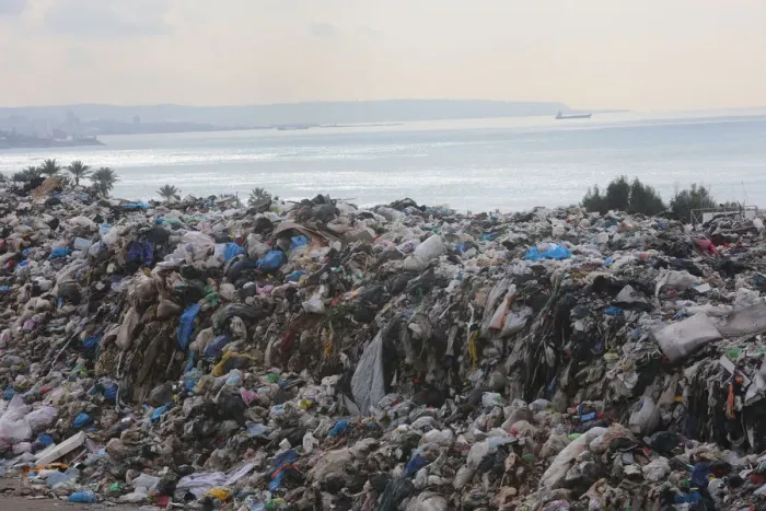 Framed Print : Piled up garbage is seen in Jiyeh