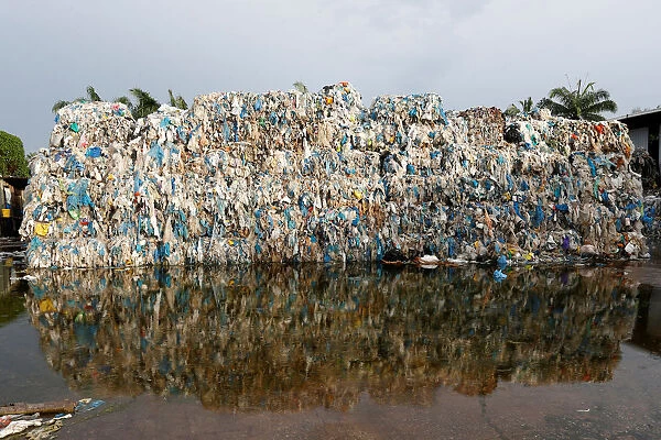 Plastic waste piled outside an illegal recycling factory in Jenjarom, Kuala Langat