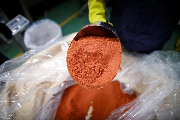Recycled cobalt sulfate is seen at an urban mining plant in Gunsan