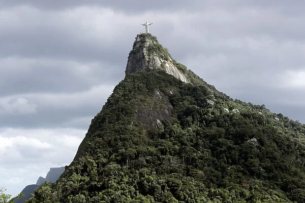 The Redeeming Christ atop the Corcovado mountain is seen in Rio de Janeiro