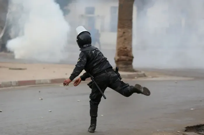 Framed Print : Riot police clash with protesters during demonstrations against rising prices Framed Print : Riot police clash with protesters during demonstrations against rising prices