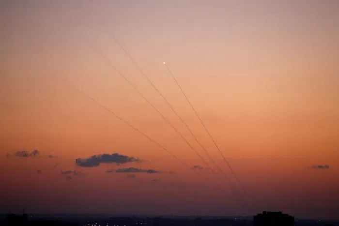 Framed Print : Rockets fired by Palestinian militants towards Israel are seen in Gaza Framed Print : Rockets fired by Palestinian militants towards Israel are seen in Gaza