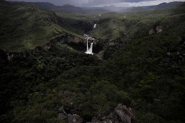 Salto do Rio Preto waterfall is seen in Chapada dos Veadeiros National Park in Alto