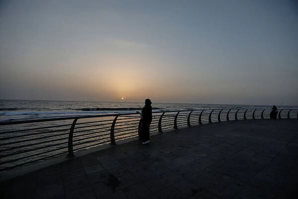 A Saudi woman is pictured along Jeddahs corniche