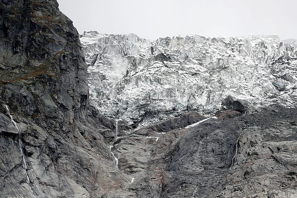 A segment of the Planpincieux glacier is seen on the Italian side of the Mont Blanc