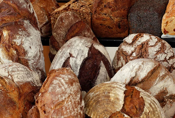 A selection of homemade and regionally sourced bread is displayed at Steirereck restaurant