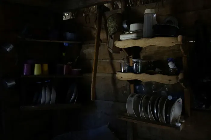 Framed Print : Shelves filled with kitchenware hang in a house in the mountains near Santo Domingo, Cuba Framed Print : Shelves filled with kitchenware hang in a house in the mountains near Santo Domingo, Cuba