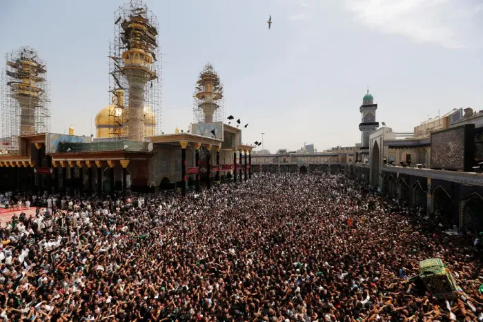 Framed Print : Shi ite pilgrims gather at Imam Moussa al-Kadhim shrine to mark his death anniversary in