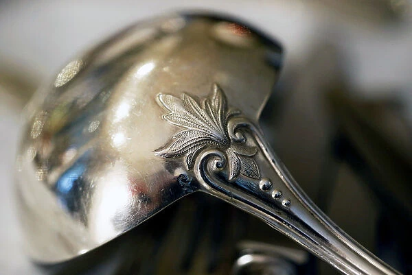 Silver products are pictured in a second-hand silverware shop in Bordeaux, France