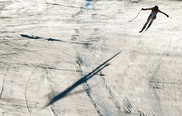 A SKIER ON THE SLOPES OF SESTRIERE, ITALY