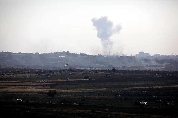 Smoke rises following an explosion in the northern Gaza Strip