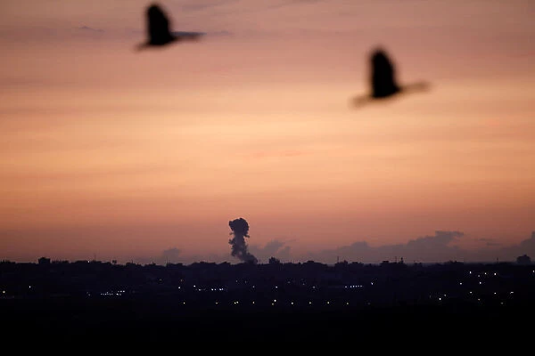 Smoke rises at the Gaza Strip following an Israeli strike