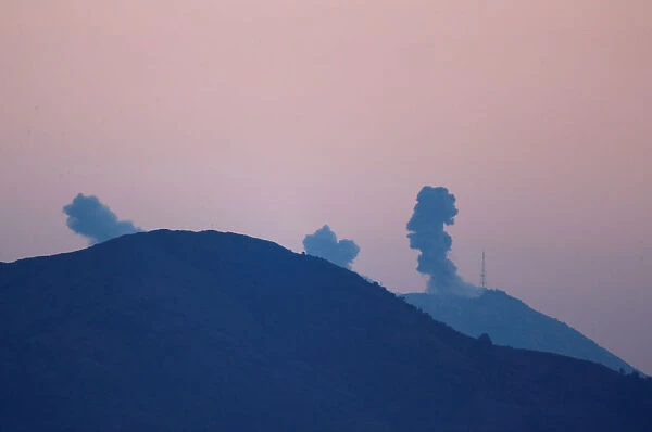 Smoke rises from the Syrias Afrin region, as it is pictured from near the Turkish town