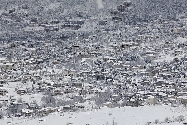 Snow covers Hamana village in eastern Lebanon, after a heavy snowstorm