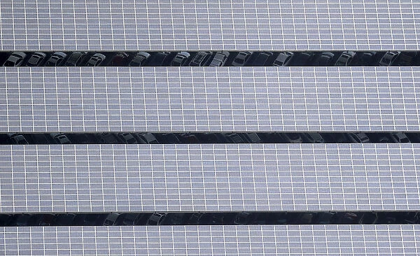 Solar panels are seen on the roof of a car park in Mountain View