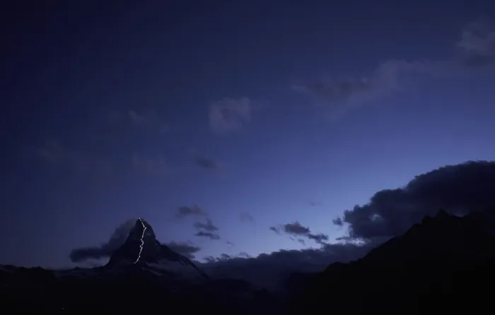 Framed Print : Solar powered lights are pictured along the Hoernli ridge on the Matterhorn in Zermatt Framed Print : Solar powered lights are pictured along the Hoernli ridge on the Matterhorn in Zermatt