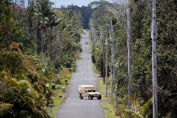 Soldiers patrol the Leilani Estates subdivision during ongoing eruptions of the Kilauea