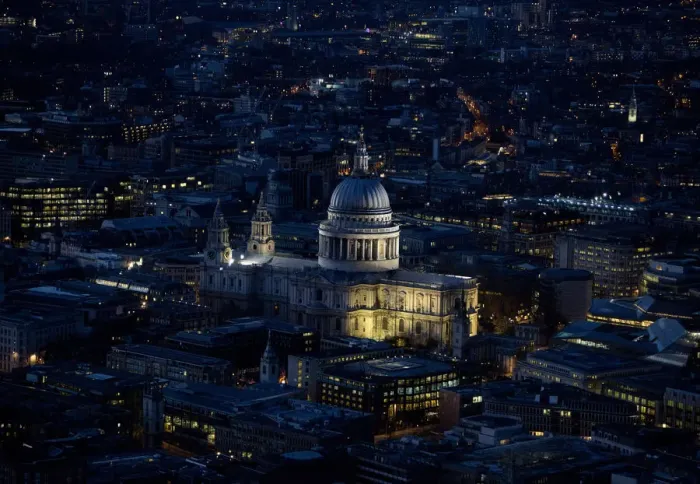 Framed Print : St. Pauls Cathedral is pictured from The View gallery at the Shard in London Framed Print : St. Pauls Cathedral is pictured from The View gallery at the Shard in London