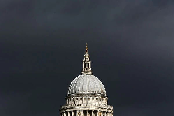 St Pauls Cathedral is seen during a stormy day in London