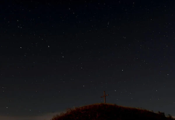 The star constellation Ursa Mayor (Great Bear) is seen in the sky over Leeberg hill near