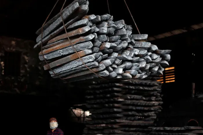 Framed Print : Steel bars are pictured in a mill in Chau Khe village outside Hanoi