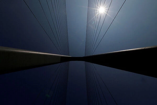 Steel cables are used at a section of the Hong Kong-Zhuhai-Macau bridge in Zhuhai