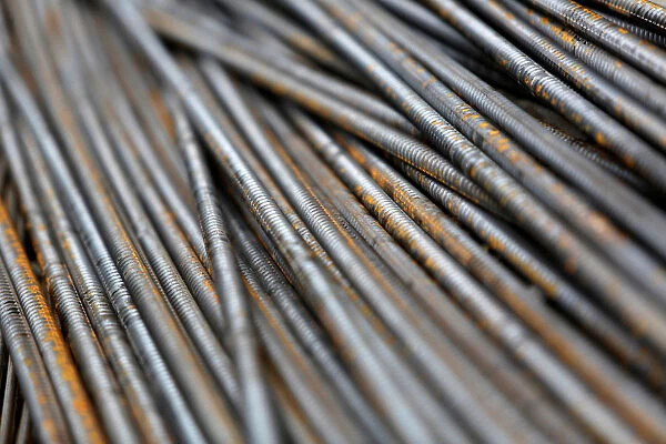 Steel rods are seen at a construction site in Phnom Penh