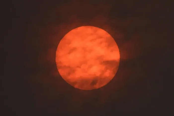 Framed Print : The sun is seen after dawn after the Met Office reported that storm Ophelia has drawn