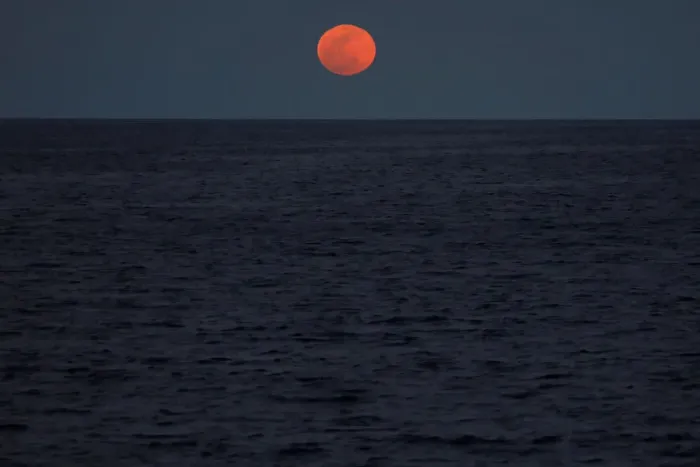 Framed Print : A super blood blue moon rises in central Mediterranean Sea Framed Print : A super blood blue moon rises in central Mediterranean Sea
