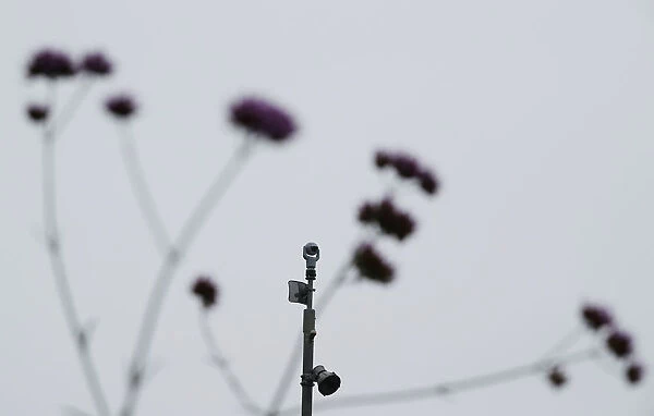 A surveillance camera is seen in the Kings Cross area in London