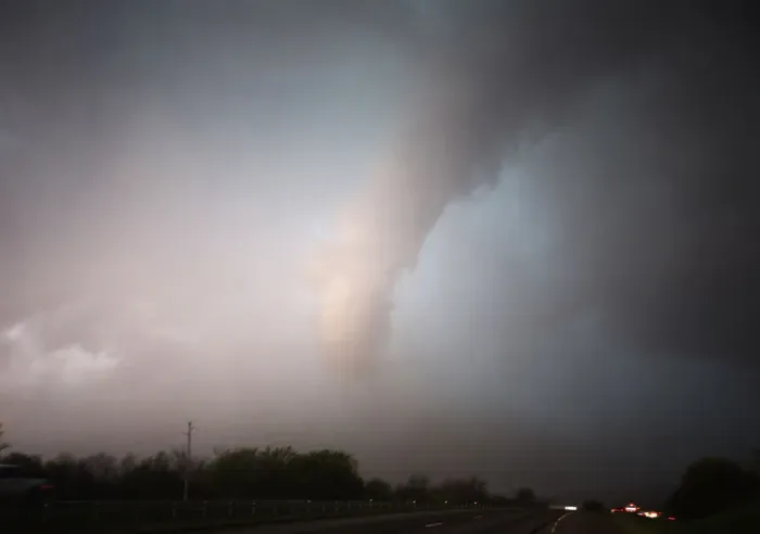 Framed Print : A Tornado is seen in Keystone Lake
