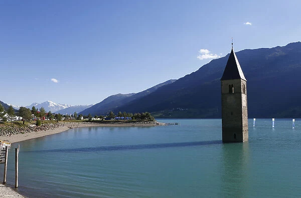 A tower located in Lake Reschensee in Graun