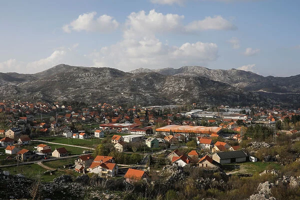 The town of Cetinje is seen from a hill in Montenegro
