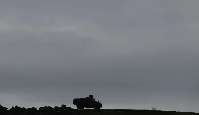 Framed Print : A Turkish armoured vehicle is driven along the Turkish-Syrian border in Hatay province Framed Print : A Turkish armoured vehicle is driven along the Turkish-Syrian border in Hatay province