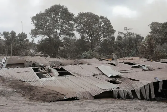 Framed Print : A view of an area affected by the eruption of the Fuego volcano at El Rodeo in Escuintla