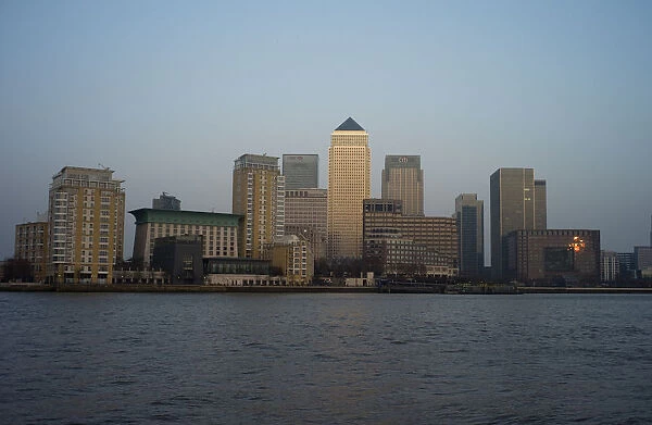 A view of Canary Wharf on the River Thames in London