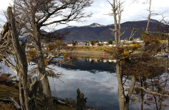 Framed Print : A view of the city of Puerto Williams is seen in Chile Framed Print : A view of the city of Puerto Williams is seen in Chile