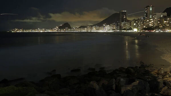A view of Copacabana beach in Rio de Janeiro during Earth Hour